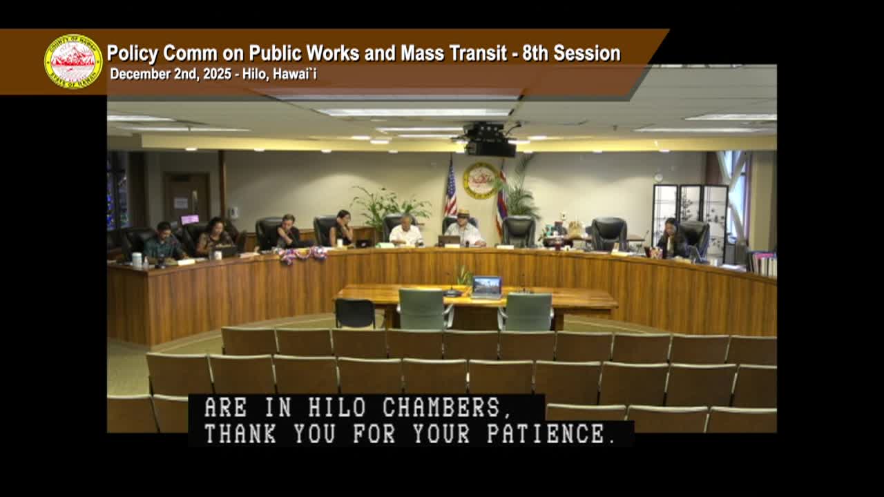 Public Works and Mass Transit: 8th Session